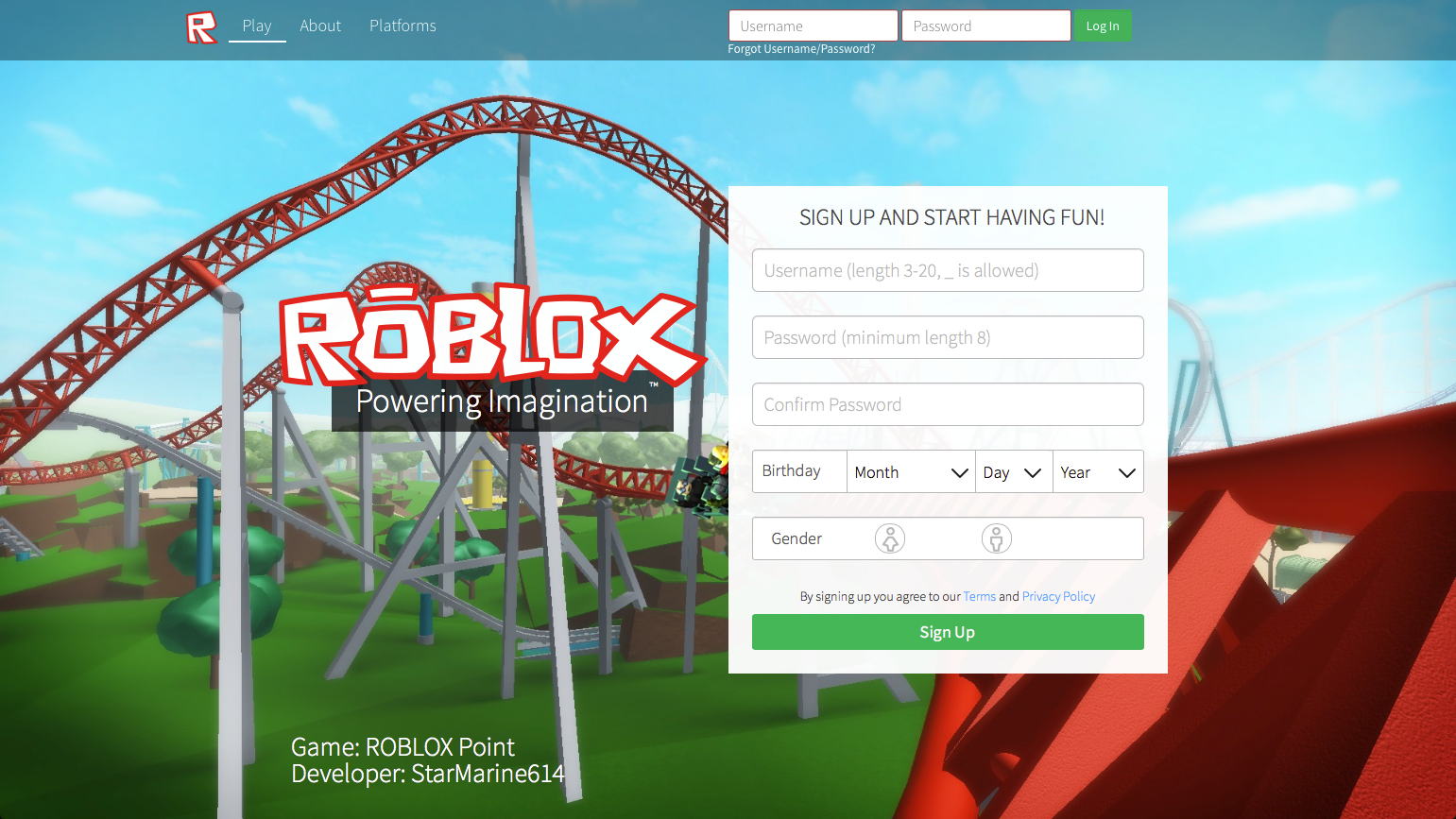 The ROBLOX Platform on Web (Under-13 Player Experience) is